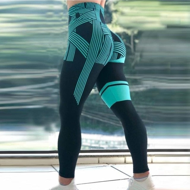 2019 Stretchy Gym Tights Energy Rainbow Print Seamless Leggings Tummy Control Yoga Pants High Waist Sport Running Pants Women