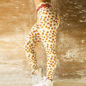 2019 Stretchy Gym Tights Energy Rainbow Print Seamless Leggings Tummy Control Yoga Pants High Waist Sport Running Pants Women