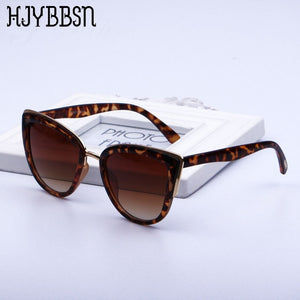 HJYBBSN Classic Cat Eye Sunglasses Women Vintage Large Leopard Gray Sun Glasses Women Shades 2019 Trendy Cat's Eye Glasses UV400