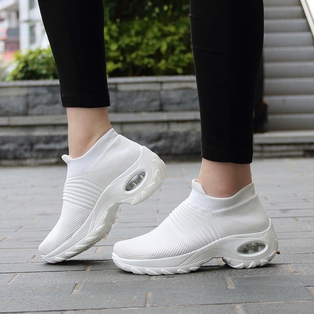Womens Flats Slip On Shoes for Women Sock Sneakers Platform 2019 Comfortable Soft Ladies Spring Buty Damskie Sepatu Wanita Black