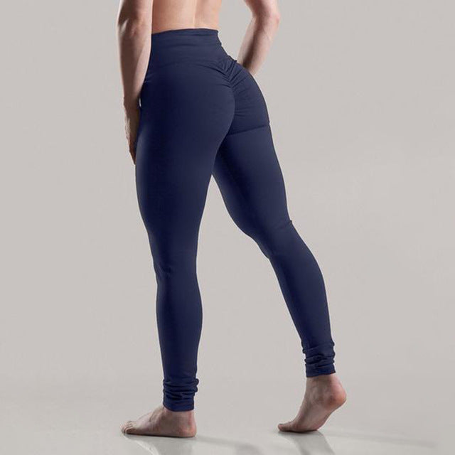 SALSPOR Solid Standard Fold Yoga Pants Women High Waist Push Up Tight Fitness Leggings Gym Women Running Workout Sport Leggings