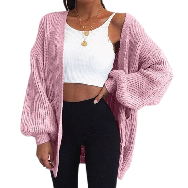 Laamei Autumn New Fashion Women Long Sleeve Loose Knitting Cardigan Women Sweater Knitted Pull Femme Sueter Mujer Invierno 2019