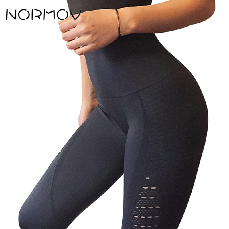 NORMOV Seamless High Waist Yoga Leggings Tights Women Workout Mesh Breathable Fitness Clothing Training Pants Female 5 Color