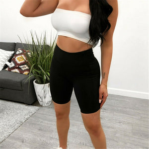 Sexy Women Shorts Summer Solid Color High Waist Skinny Stretch Biker Shorts Fitness Short Trousers Elastic Waist Ladies Trousers