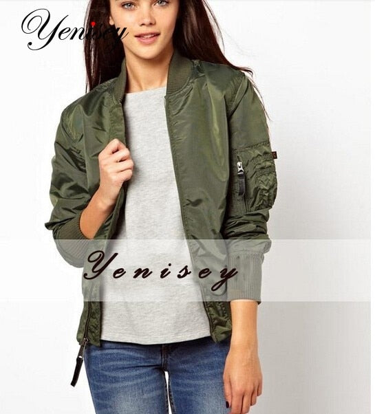 Coats Promotion Rushed 2019 Women Jacket Chaquetas Mujer Womens Army Flying Bomber With Zipper Decpration Coat 3 Colors