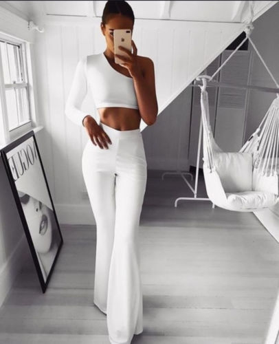 Hot Women Pants Plain Palazzo Wide Leg High Waist Office Lady Skinny Solid Casual Flared Trousers Long Loose OL Work