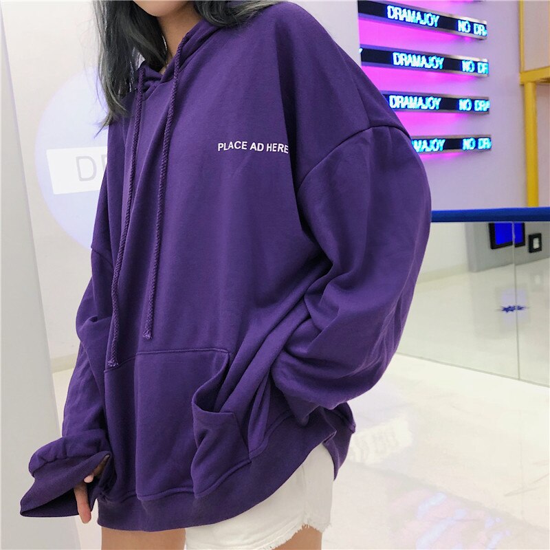 Letter Printing Hoodies Women 2019 Brand Female Long Sleeve Solid Color Hooded Sweatshirt Hoodie Tracksuit Sweat Coat Casual top