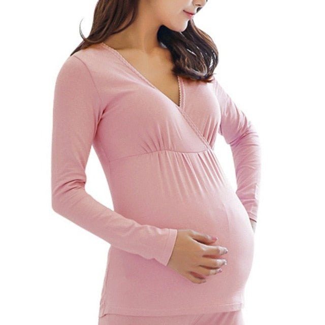 2019 Long Sleeve Nursing Cotton Clothes Winter Nursing Pajamas Pregnant Pyjama Breastfeeding Pregnancy Gravidity Nightgrown