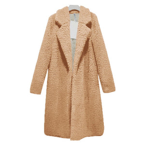 XXXL Autumn Winter Women long coat Simple turndown collar Woolen Coat Plus thick warm Tweed Outerwear Casacos femininos 2019