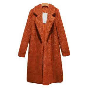 XXXL Autumn Winter Women long coat Simple turndown collar Woolen Coat Plus thick warm Tweed Outerwear Casacos femininos 2019