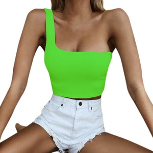 JAYCOSIN 6 Colors Women Sexy Single Shoulder Crop Tops Casual Sport Bra Slim Camis Tank Vests Dropshipping Z0425