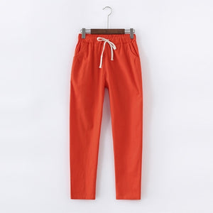 Garemay Cotton Linen Pants for Women Trousers Loose Casual Solid Color Women Harem Pants Plus Size Capri Women's Summer