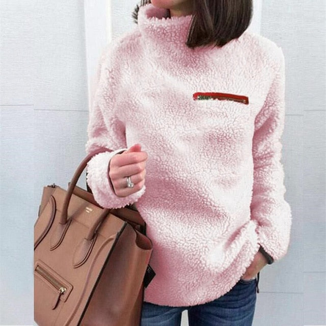 Winter Clothes Women Turtleneck Sweater Fluffy Fleece Warm Pullovers Female Fashion Autumn Long Sleeve Jumpers Pull Femme 2019