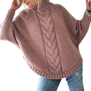 Laamei 2019 Pink Women Turtleneck Knit Sweater Long Sleeve Pullover Loose Solid Sweater Pull Femme Plus Size Jumpers 3XL Sweter