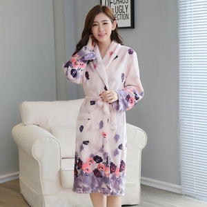 Cartoon Lovely 2018 Thicken Nightgowns Winter Bathrobe Women Pajamas Bath Flannel Warm Robe Sleepwear Womens Robes Coral Velvet