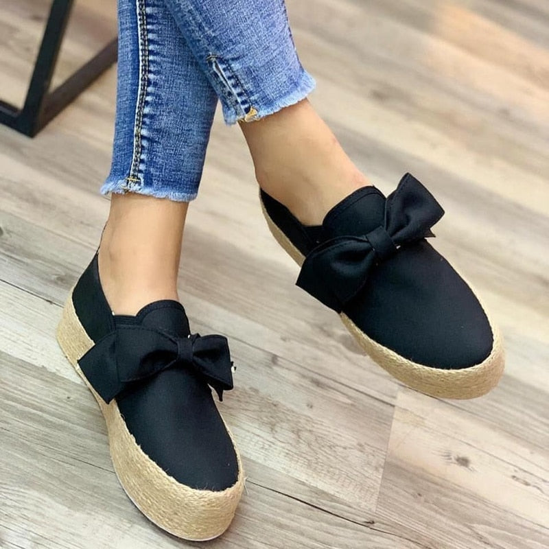 MoneRffi 2019 Spring Women Flats Shoes Platform Sneakers Slip On Bows Flats Leather Suede Ladies Loafers Moccasins Casual Shoes