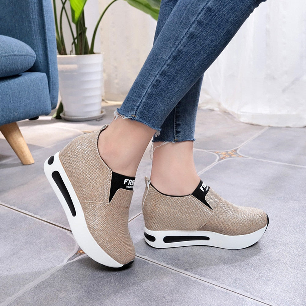 2019 Women shoes ladies  Flat Thick Bottom Shoes Slip On Ankle Boots Casual Platform Sport Shoes  обувь женская кросовки#B35