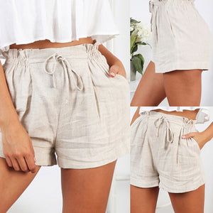 Cotton Linen Short Pants Women High Waist Summer Plus Size Loose Wide Leg Pants Casual Short Trouser Korean Slim Sweatpants Lady