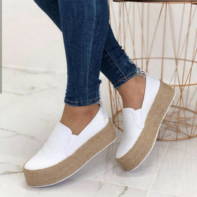 Laamei Autumn Women Flats Shoes Platform Sneakers Slip On Bows Flats Leather Suede Ladies Loafers Moccasins Casual Shoes 2019