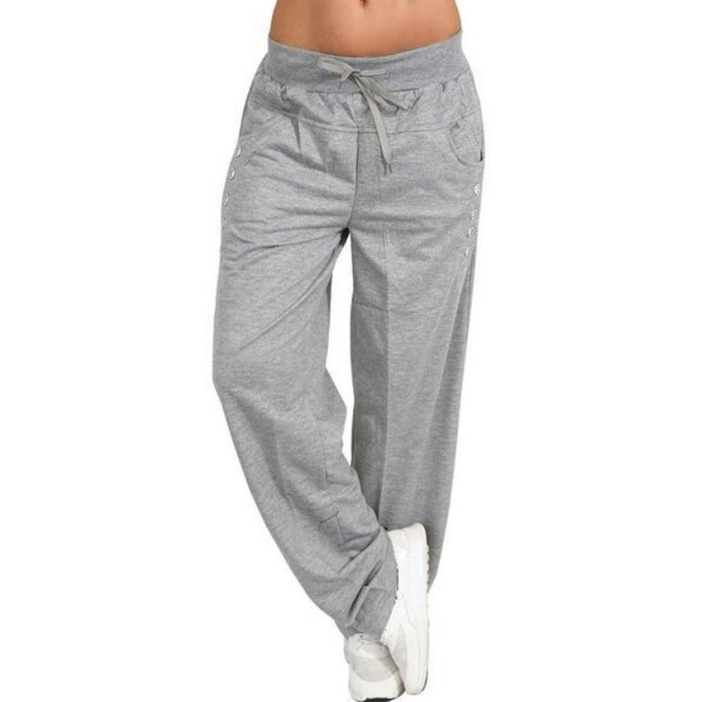 CYSINCOS 2019 Oversized Women Casual Loose Pants Sports Workout Trousers Fashion Pants Sportswear Fitness Solid Color Trousers