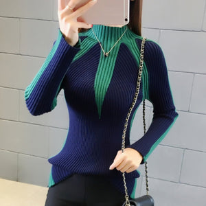 Women's Sweater Winter 2019 Fashion Jumpers Korean Hit Color Pullovers Knitting Pullovers Thick Christmas Sweaters Pull Femme