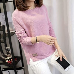 2019 Women Sweaters And Pullovers Autumn Winter Long Sleeve Pull Femme Solid Pullover Female Casual Knitted Sweater Tops Blouse