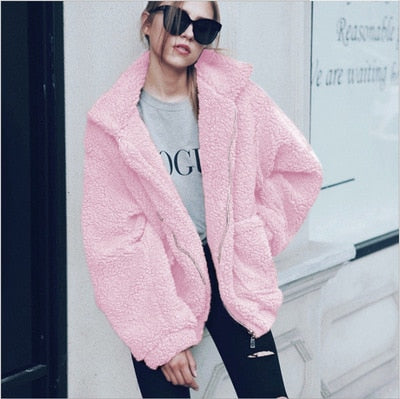 Autumn winter jacket female coat 2019 fashion korean style plus size women teddy fur coat female casual jacket woman pusheen