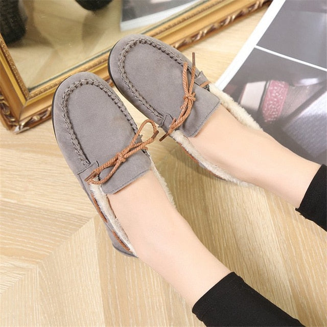 UPUPER Winter Shoes Women Flats Loafers Comfortable Warm Shoes 2019 Fashion Slip On Velvet Loafers Ladies Shoes Casual Flats