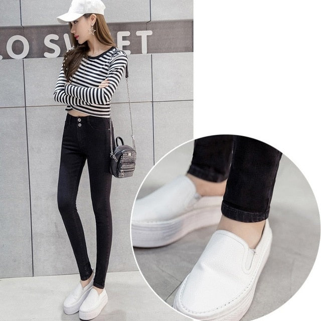 High Waist Jeans New Slim High Waist Jeans Pencil Pants Fashion Casual Women's Ankle-length Skinny Jeans Woman