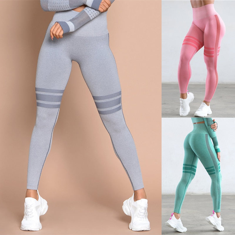 High Waist Seamless Tummy Control Yoga Pants Stretchy Compression Tights Sports Pants Push Up Running Women Gym Fitness Leggings