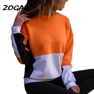Women Hoodies And Sweatshirts 2019 Autumn Long Sleeve Patchwork Pullover Casual O-neck Jumper Ladies Loose Tops Sweat Femme S-XL
