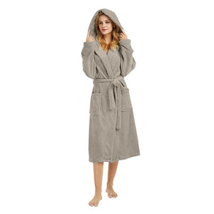 халат Bathrobe Sleepwear Women 5XL Hooded Lengthened Plus Shawl Bath Robe Sleepweer Ladies Long Sleeved Solid Coat халат женский