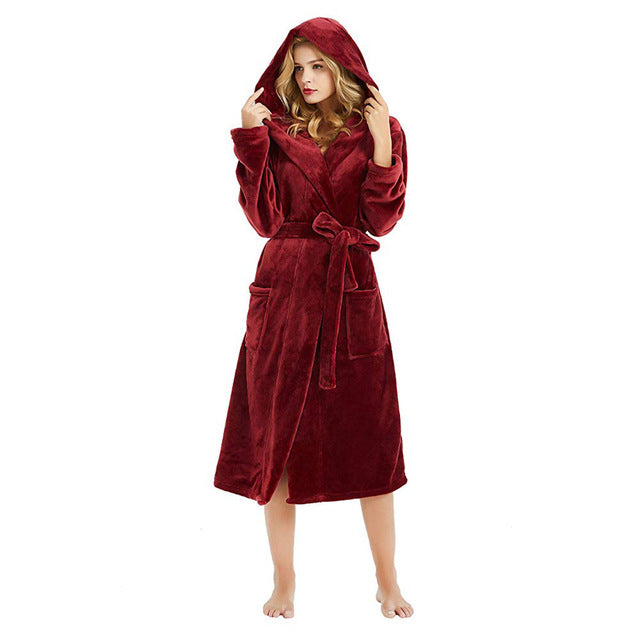 халат Bathrobe Sleepwear Women 5XL Hooded Lengthened Plus Shawl Bath Robe Sleepweer Ladies Long Sleeved Solid Coat халат женский