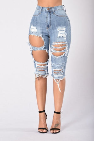 Fashion 2019 new high waist jeans ripped Casual skinny jeans woman Cotton denim trousers Slim pants cowboy