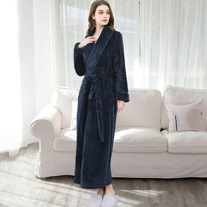 Women Winter Thermal Long Bathrobe Lovers Thick Warm Coral Fleece Kimono Bath Robe Plus Size Nightgowns Bridesmaid Dressing Gown