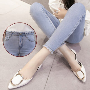 elastic fringed sexy boyfriend women jeans woman plus size push up skinny jeans with high waist slim stretch denim pants femme