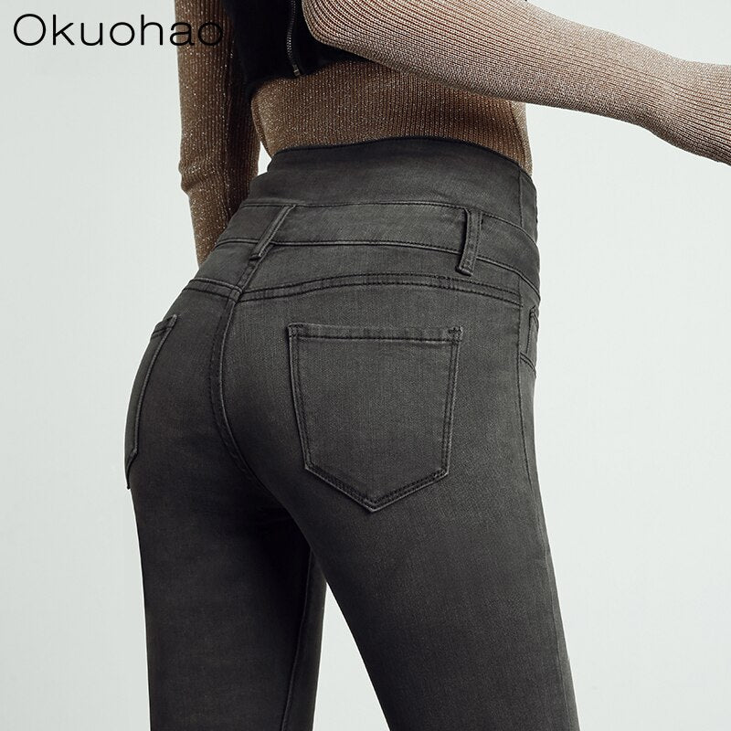 Okuohao 2019 Women Push Up Jeans Plus Size Women Pants High Waist Full Length Women Casual Stretch Skinny Pencil Women Pants
