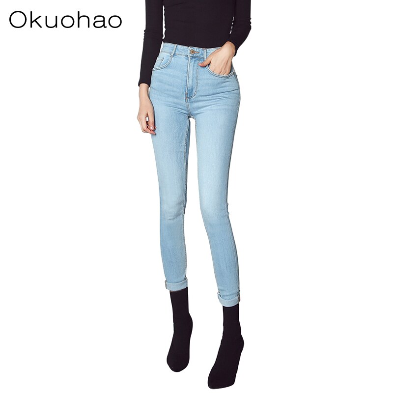 Okuohao 2019 Women Push Up Jeans Plus Size Women Pants High Waist Full Length Women Casual Stretch Skinny Pencil Women Pants