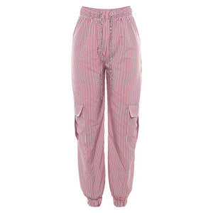 New autumn women's wear striped chain multi-bag leggings and leisure trousers