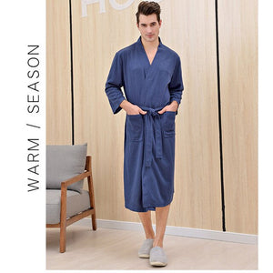 2019 New Style Unisex Kimono Bathrobe Women Men Waffle Fabric Large Size Robes Couples Bath Gowns Loves Nightgown Sleepwear