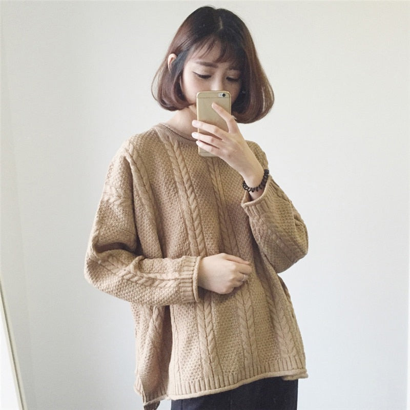 2019 Women Sweaters Pullovers Autumn Winter Long Sleeve Pull Femme Solid Pullover Female Casual Knitted Sweater
