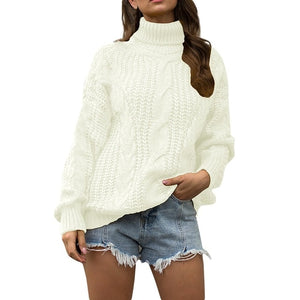 pull femme nouveaute 2019 Women sweater Casual  Turtleneck Pullover long Sleeve Solid Loose Knitted Sweater Tops pull femme