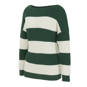 Women Sweaters Long Sleeve Pullovers Knitted Clothes 2019 Autumn Winter Sweater Loose Plus Size Striped Elegant Pull Femme GV904
