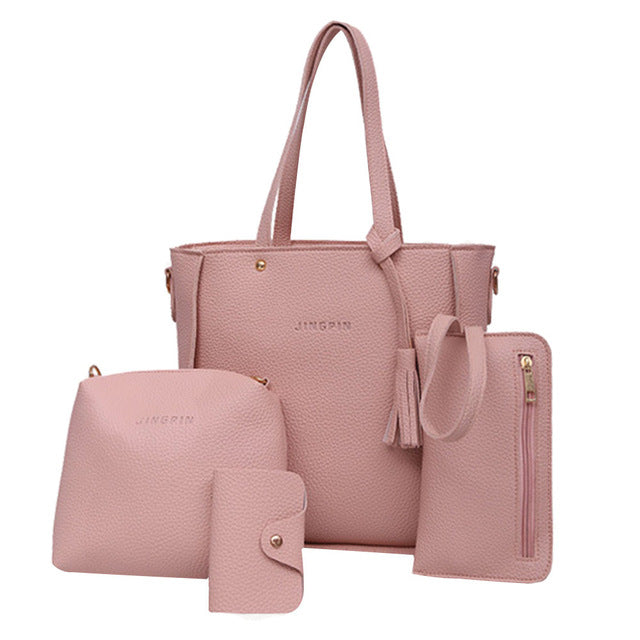 MAIOUMY 4pcs Woman Bag Set 2019 New Fashion Female Purse and Handbag Four-Piece Shoulder Bag Tote PU Leather Messenger Purse Bag
