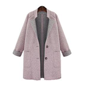 Women Winter 2019 Coats New Autumn and Winter Solid Color Fashion Large Size Woolen Coat Loose Long Coat Female