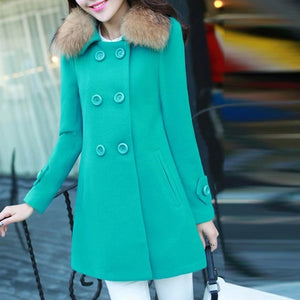 New 2019 Blends Woolens Overcoat Fur Collar Female Coat Autumn Winter Coats And Jackets Women Coat Women's Wool Coats Long Tops