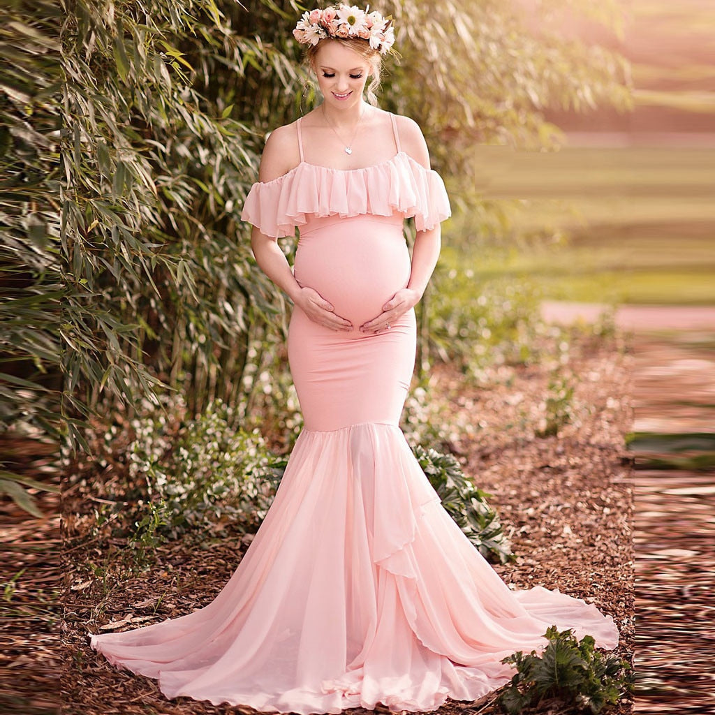 New Elegant Lace Maternity Dress Photography Props Long Dresses Pregnant Women Clothes Fancy Pregnancy Photo Props Shoot 2019