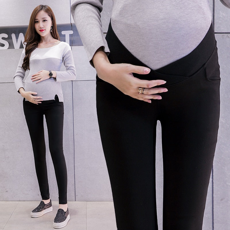 2019 Low Waist Elastic Maternity Pencil Pants Cotton Skinny Leg Pregnancy Pants Maternity Clothes Leggings for Pregnant Women