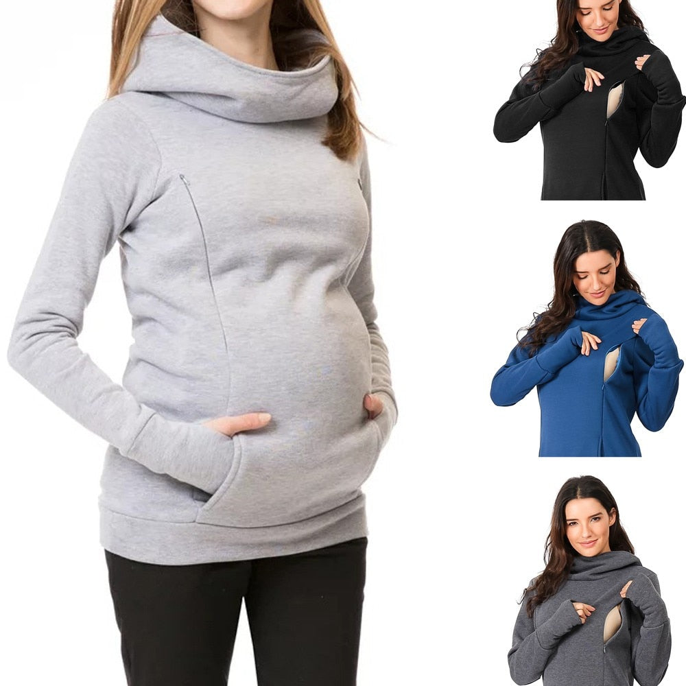 2019 New Women Mom Pregnant clothes blouse ropa de mujer shirt maternity Nursing Maternity Long Sleeved Hooded Clothe Aug2