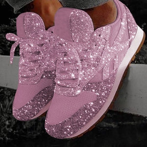 Women Bling Sneakers 2019 Autumn New Casual Flat Ladies Vulcanized Shoes Beathable Lace Up Outdoor Sport Running Shoes